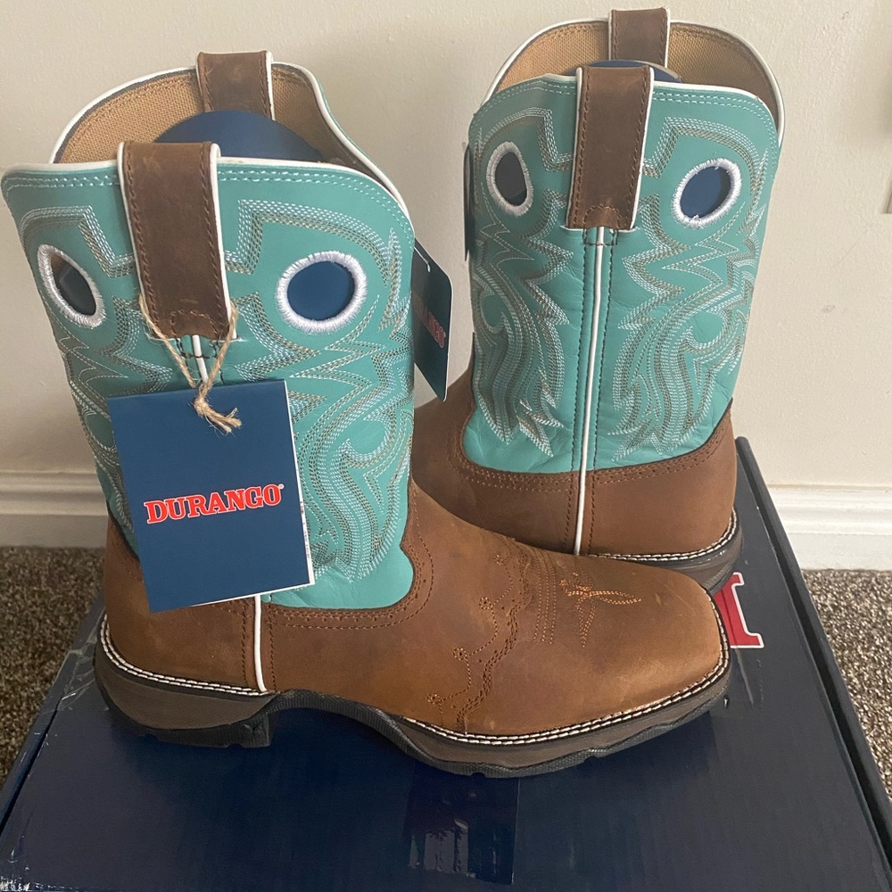 Durango size 10 women’s color teal and brown.